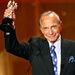 U.S. actor Ben Gazzara holds up his trophy after he was given the Donostia prize for lifetime achievement in the San Sebastian film festival in San Sebastian, Spain, Thursday, Sept. 22, 2005. 