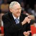 In this April 6, 2012, file photo, Bill Sharman gesturing as he is honored along with other members of the 1974 Los Angeles Lakers Championship team, in Los Angeles. Sharman, the Hall of Famer who won NBA titles as a player for the Boston Celtics and a coach for the Los Angeles Lakers, has died. He was 87. Sharman died Friday, Oct. 25, 2013, at his home in Redondo Beach, the Lakers announced. 