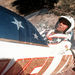 Evel Knievel in a steam powered rocket motorcycle in 1974