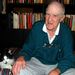 In this Jan. 7, 2003 file photo, playwright and author William Gibson, 88, who moved audiences with his story of Helen Keller in "The Miracle Worker," sits with his cat Reilly at their home in Stockbridge, Mass.