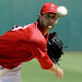 Los Angeles Angels pitcher Nick Adenhart warms up between innings against the San Francisco Giants during a spring training baseball game Thursday, March 20, 2008, in Phoenix. 