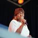 Singer Koko Taylor performs under the spotlights on stage at the 11th annual Monterey Blues Festival in Monterey, Calif., Saturday June 22, 1996. Taylor was a headliner of the two-day show along with Buddy Guy and Patti LaBelle.