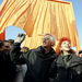 Artists Christo, left, and Jeanne-Claude, participate in opening "The Gates" project in New York's Central Park, Saturday Feb. 12, 2005. 