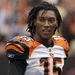 In this Oct. 4, 2009, file photo, Cincinnati Bengals wide receiver Chris Henry looks on during pre-game warmups against the Cleveland Browns in an NFL football game in Cleveland.