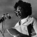 In this Nov. 16, 1971 photo, longtime Oklahoma civil rights leader, Clara Luper announces her candidacy for the U.S. Senate at a rally on Oklahoma city's east side. Luper, who led sit-ins at drug store lunch counters in Oklahoma, has died at age 88. 